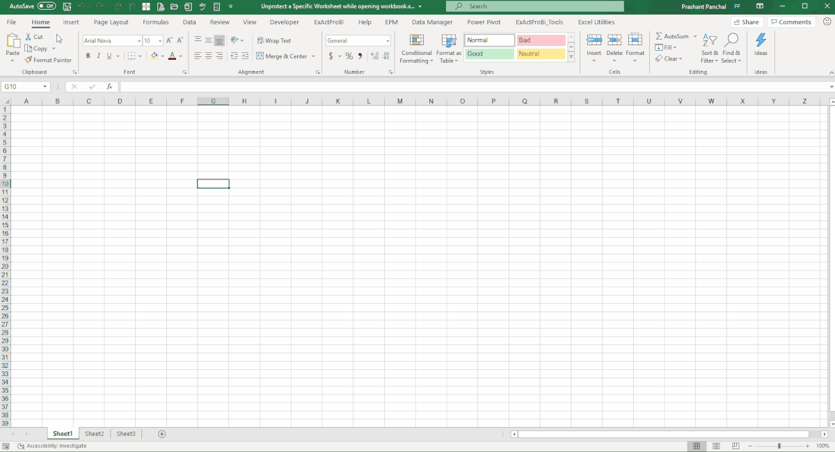 Unprotect Specific Worksheet while opening Workbook